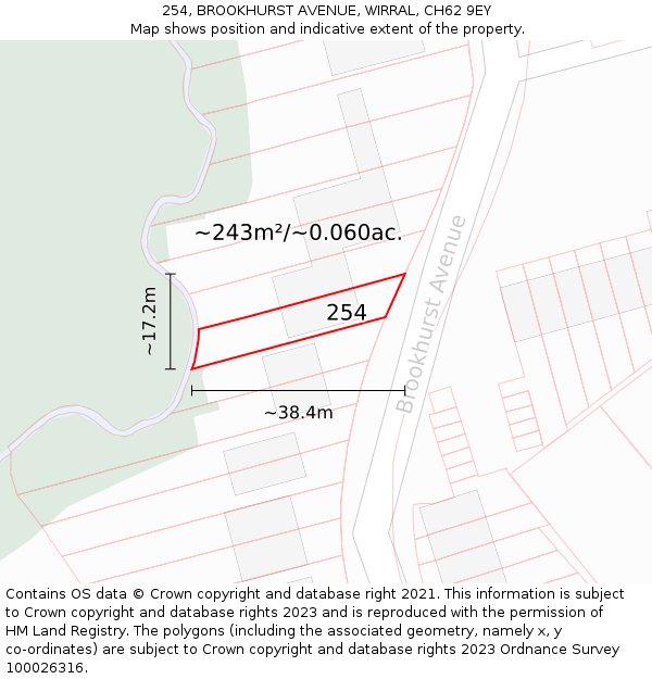 254, BROOKHURST AVENUE, WIRRAL, CH62 9EY: Plot and title map