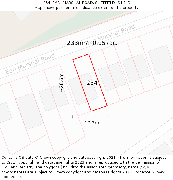 254, EARL MARSHAL ROAD, SHEFFIELD, S4 8LD: Plot and title map
