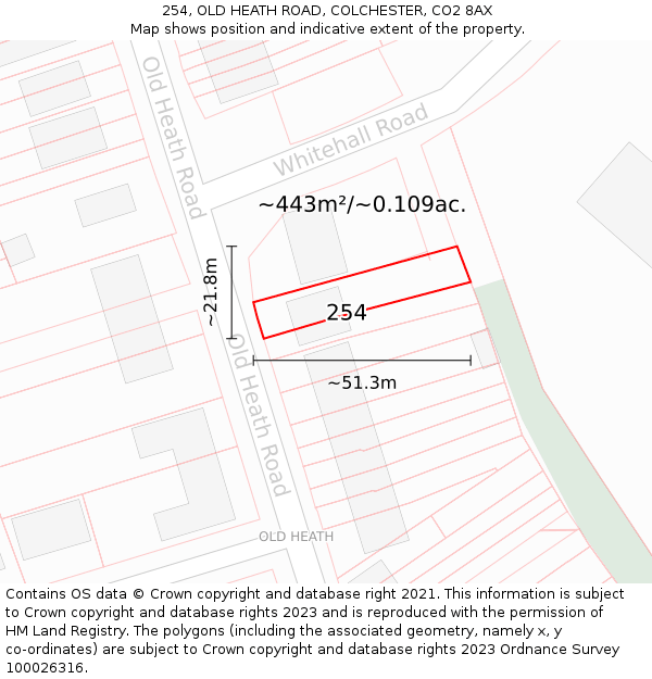 254, OLD HEATH ROAD, COLCHESTER, CO2 8AX: Plot and title map