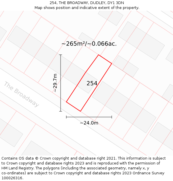 254, THE BROADWAY, DUDLEY, DY1 3DN: Plot and title map