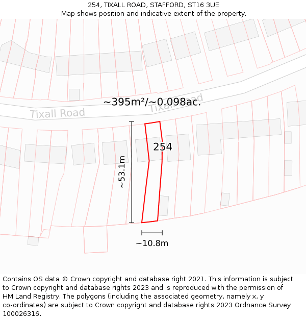 254, TIXALL ROAD, STAFFORD, ST16 3UE: Plot and title map