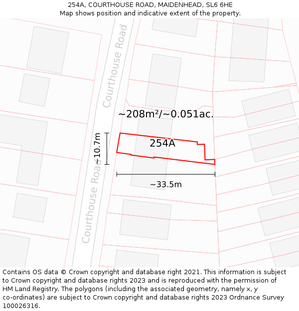 254A, COURTHOUSE ROAD, MAIDENHEAD, SL6 6HE: Plot and title map