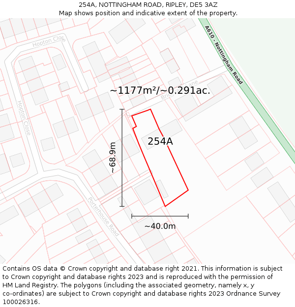 254A, NOTTINGHAM ROAD, RIPLEY, DE5 3AZ: Plot and title map