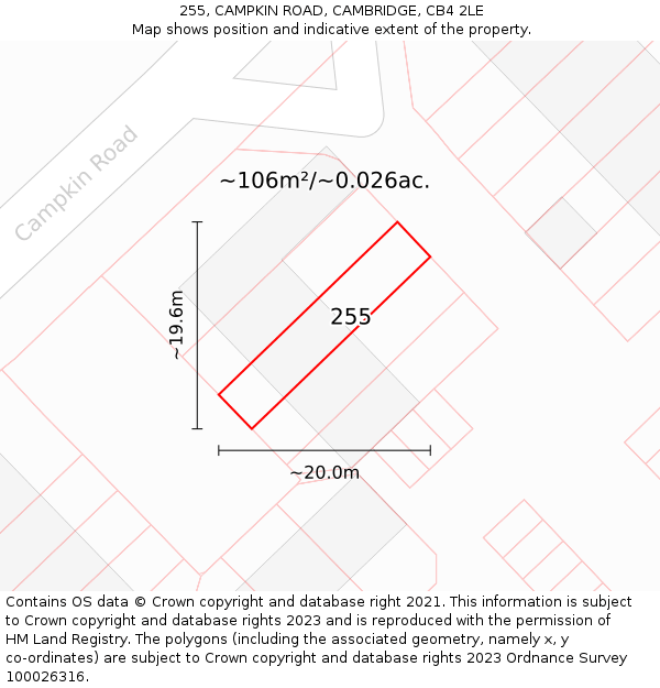 255, CAMPKIN ROAD, CAMBRIDGE, CB4 2LE: Plot and title map