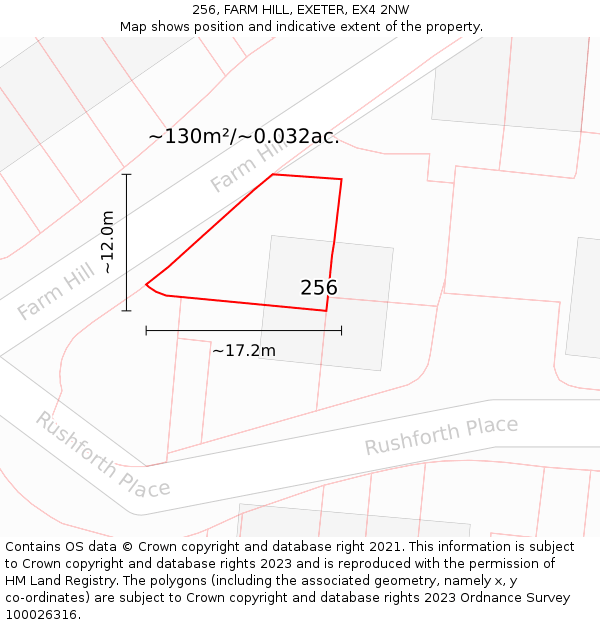 256, FARM HILL, EXETER, EX4 2NW: Plot and title map
