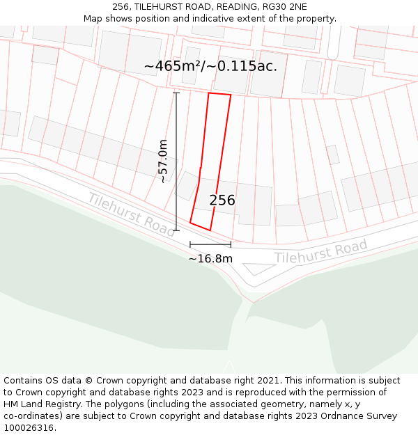 256, TILEHURST ROAD, READING, RG30 2NE: Plot and title map