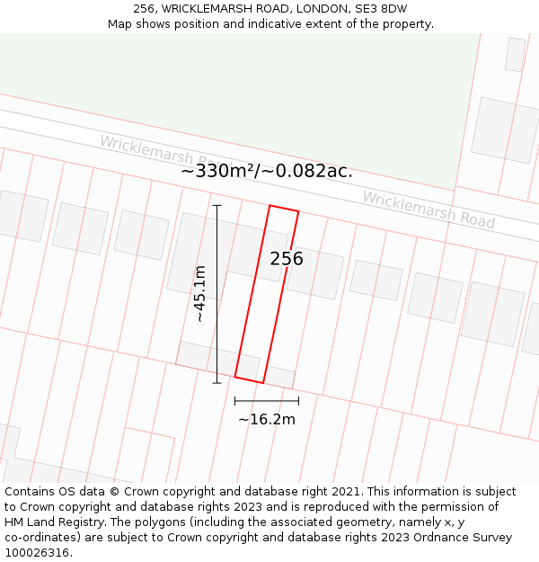256, WRICKLEMARSH ROAD, LONDON, SE3 8DW: Plot and title map