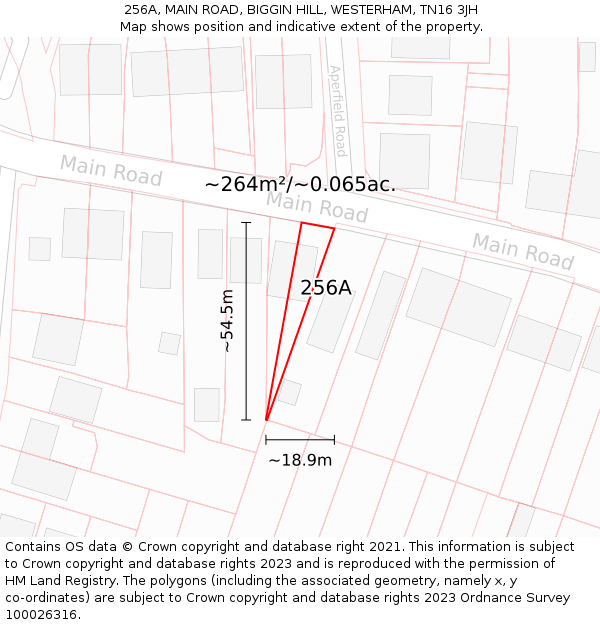 256A, MAIN ROAD, BIGGIN HILL, WESTERHAM, TN16 3JH: Plot and title map