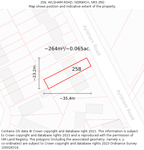 258, AYLSHAM ROAD, NORWICH, NR3 2RG: Plot and title map