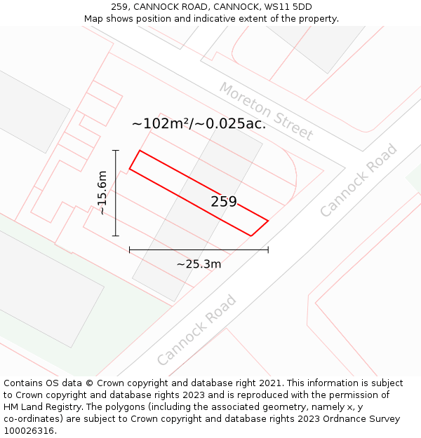 259, CANNOCK ROAD, CANNOCK, WS11 5DD: Plot and title map