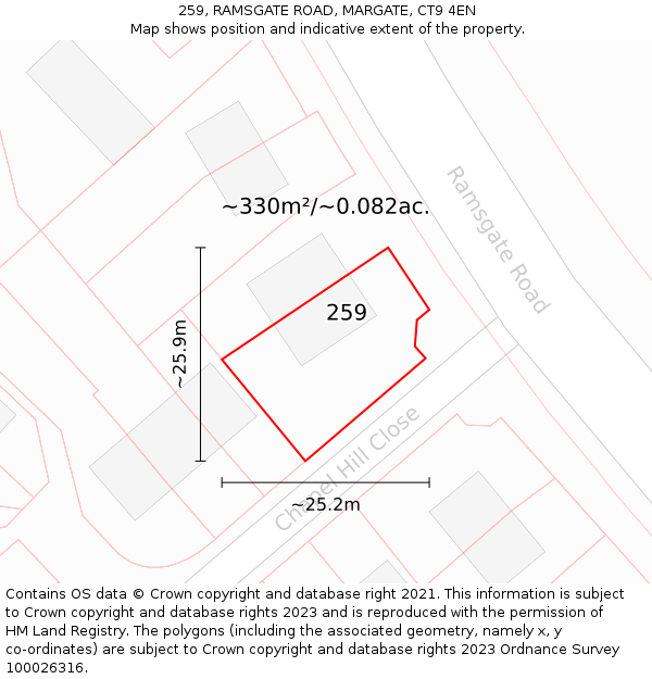 259, RAMSGATE ROAD, MARGATE, CT9 4EN: Plot and title map