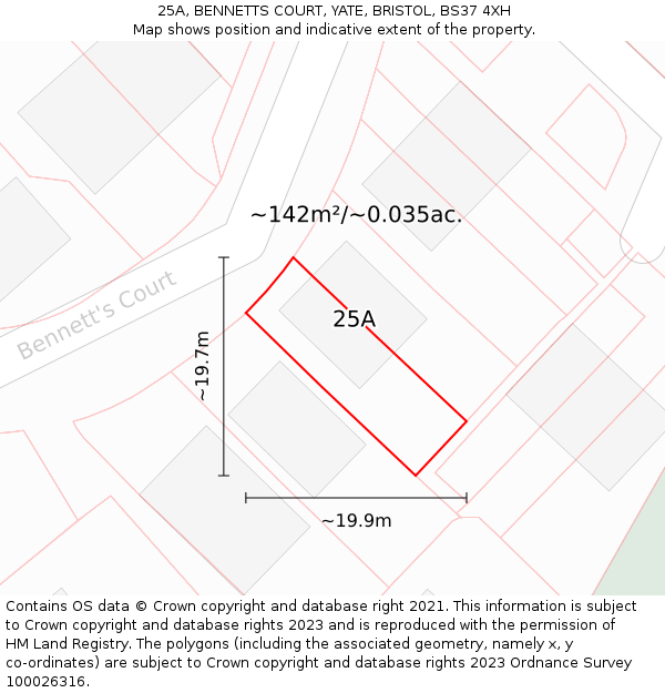25A, BENNETTS COURT, YATE, BRISTOL, BS37 4XH: Plot and title map