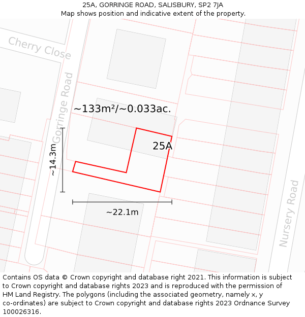 25A, GORRINGE ROAD, SALISBURY, SP2 7JA: Plot and title map