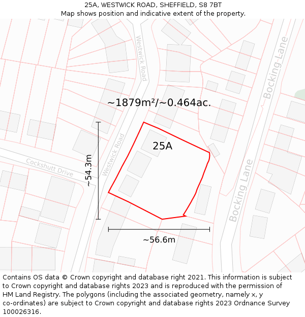 25A, WESTWICK ROAD, SHEFFIELD, S8 7BT: Plot and title map