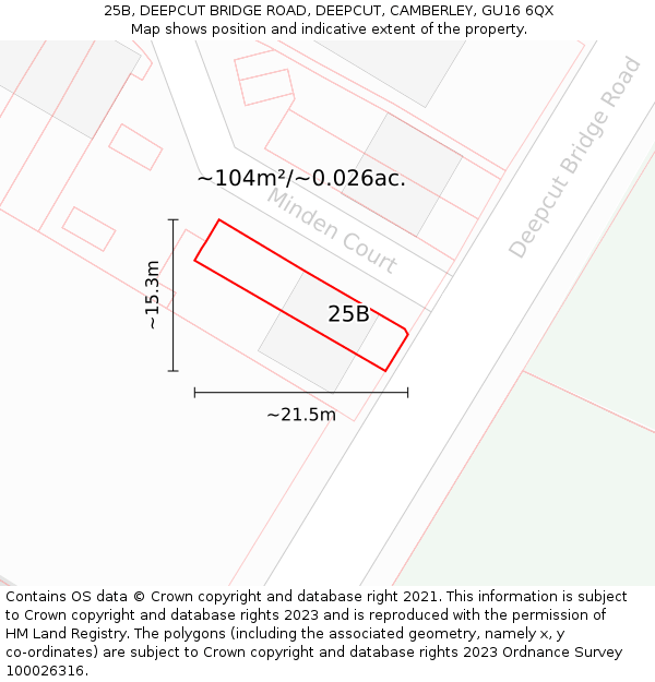 25B, DEEPCUT BRIDGE ROAD, DEEPCUT, CAMBERLEY, GU16 6QX: Plot and title map