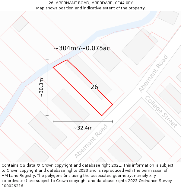 26, ABERNANT ROAD, ABERDARE, CF44 0PY: Plot and title map