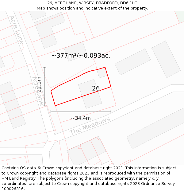 26, ACRE LANE, WIBSEY, BRADFORD, BD6 1LG: Plot and title map