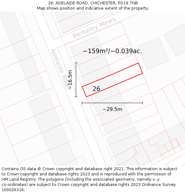 26, ADELAIDE ROAD, CHICHESTER, PO19 7NB: Plot and title map