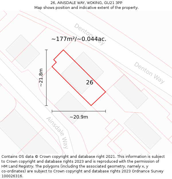 26, AINSDALE WAY, WOKING, GU21 3PP: Plot and title map