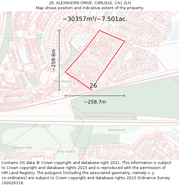 26, ALEXANDRA DRIVE, CARLISLE, CA1 2LN: Plot and title map