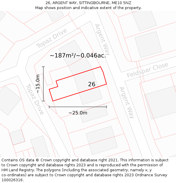 26, ARGENT WAY, SITTINGBOURNE, ME10 5NZ: Plot and title map