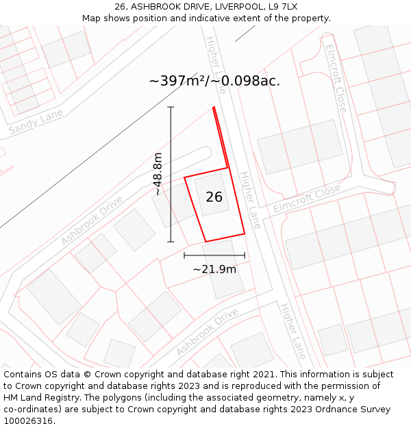 26, ASHBROOK DRIVE, LIVERPOOL, L9 7LX: Plot and title map