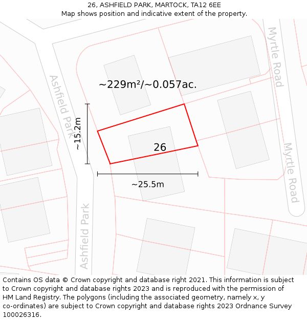 26, ASHFIELD PARK, MARTOCK, TA12 6EE: Plot and title map