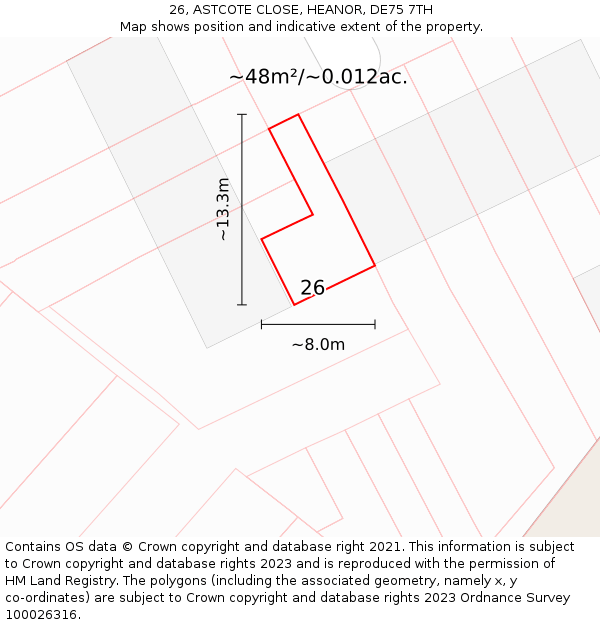 26, ASTCOTE CLOSE, HEANOR, DE75 7TH: Plot and title map