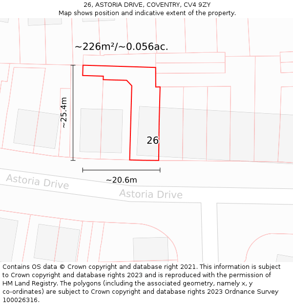 26, ASTORIA DRIVE, COVENTRY, CV4 9ZY: Plot and title map