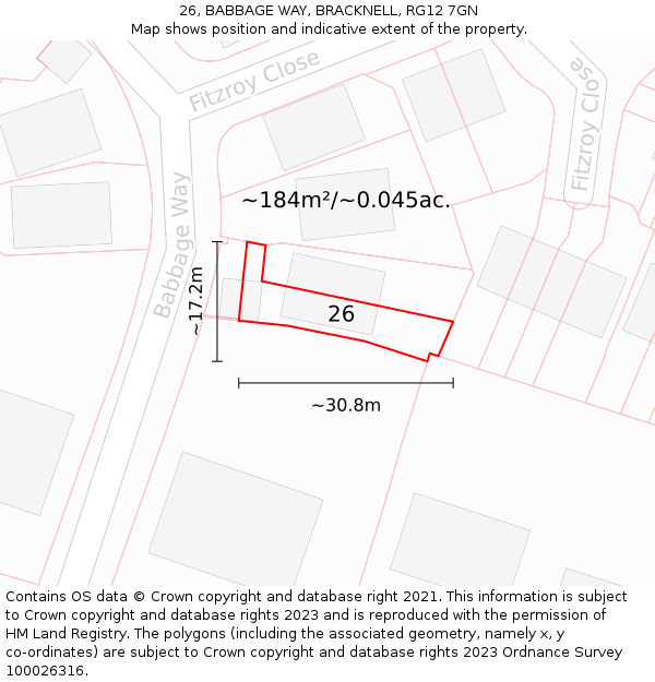 26, BABBAGE WAY, BRACKNELL, RG12 7GN: Plot and title map