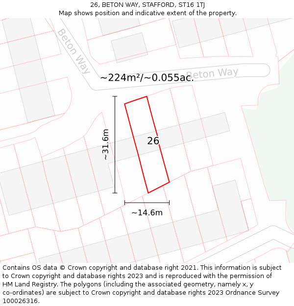 26, BETON WAY, STAFFORD, ST16 1TJ: Plot and title map