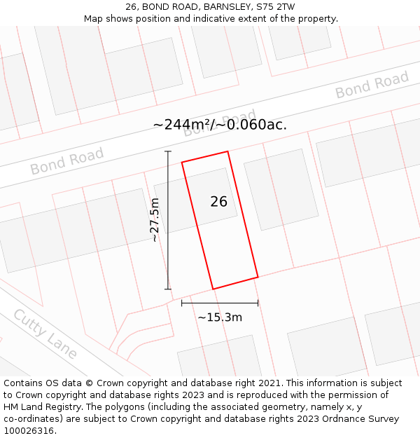 26, BOND ROAD, BARNSLEY, S75 2TW: Plot and title map