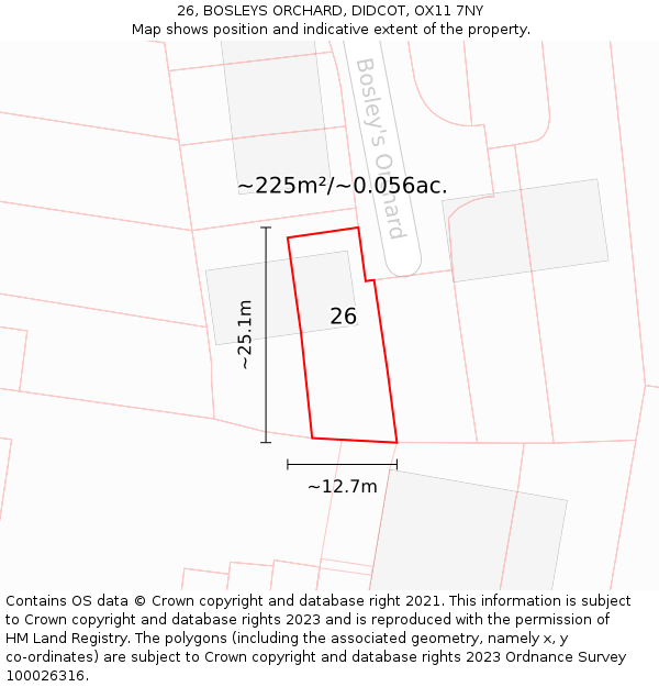 26, BOSLEYS ORCHARD, DIDCOT, OX11 7NY: Plot and title map