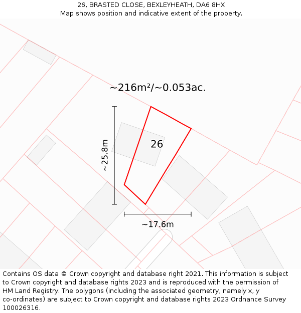 26, BRASTED CLOSE, BEXLEYHEATH, DA6 8HX: Plot and title map