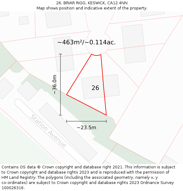 26, BRIAR RIGG, KESWICK, CA12 4NN: Plot and title map