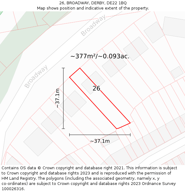26, BROADWAY, DERBY, DE22 1BQ: Plot and title map