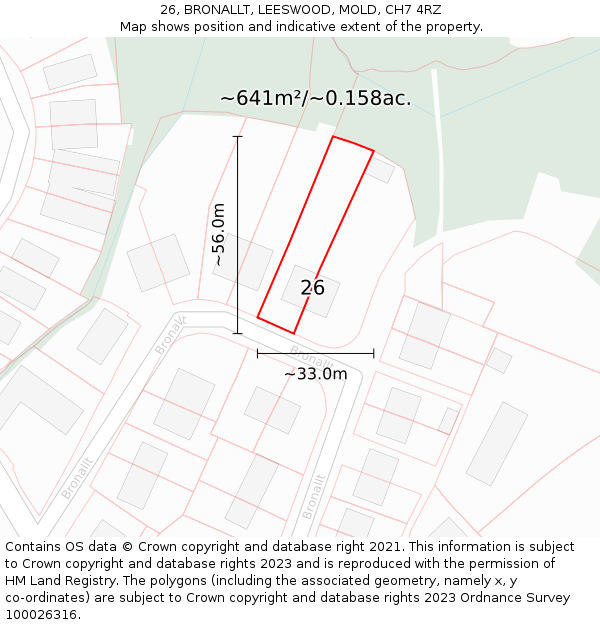 26, BRONALLT, LEESWOOD, MOLD, CH7 4RZ: Plot and title map