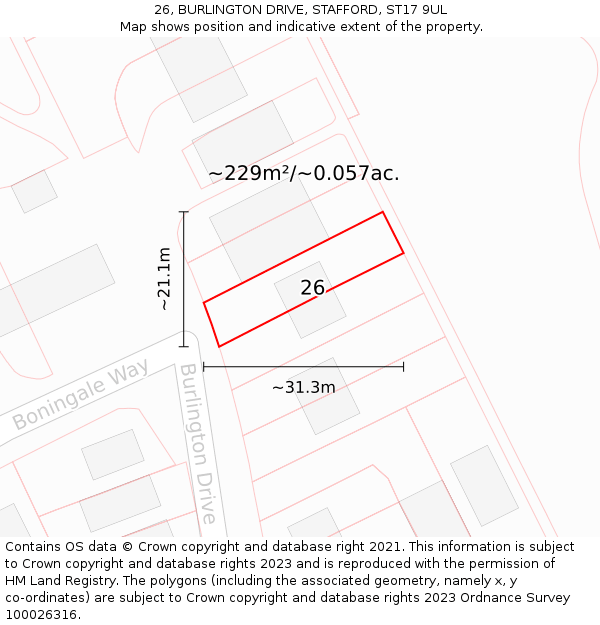 26, BURLINGTON DRIVE, STAFFORD, ST17 9UL: Plot and title map