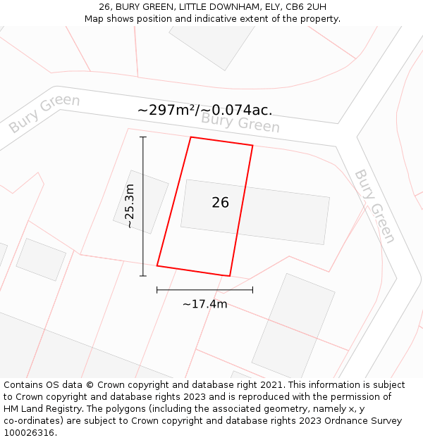 26, BURY GREEN, LITTLE DOWNHAM, ELY, CB6 2UH: Plot and title map