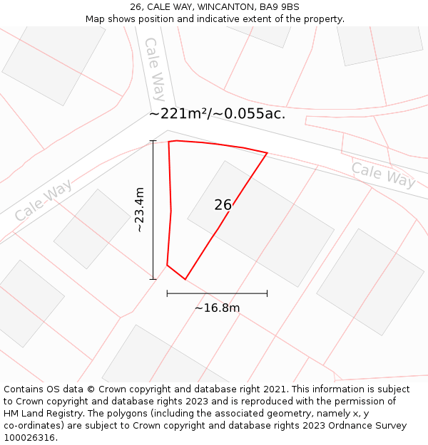 26, CALE WAY, WINCANTON, BA9 9BS: Plot and title map