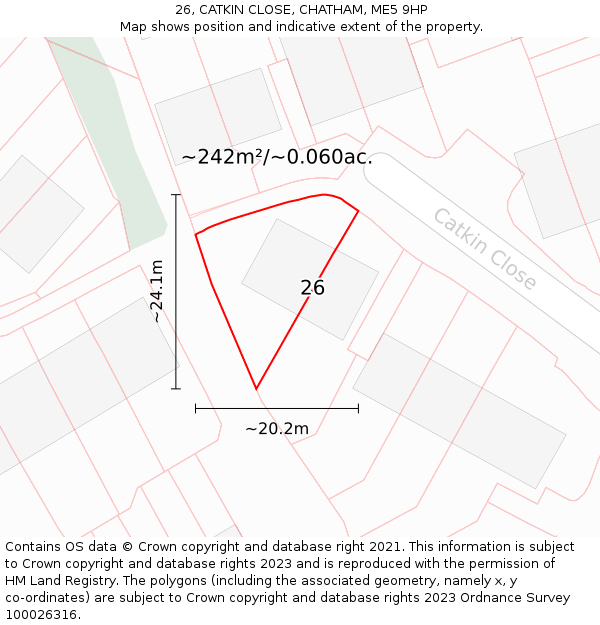 26, CATKIN CLOSE, CHATHAM, ME5 9HP: Plot and title map