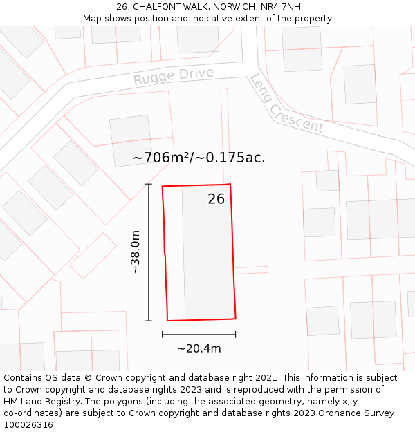 26, CHALFONT WALK, NORWICH, NR4 7NH: Plot and title map