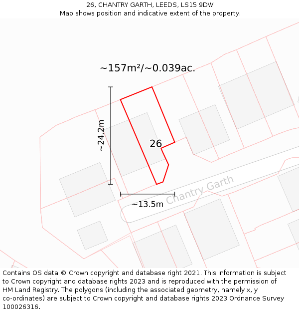 26, CHANTRY GARTH, LEEDS, LS15 9DW: Plot and title map