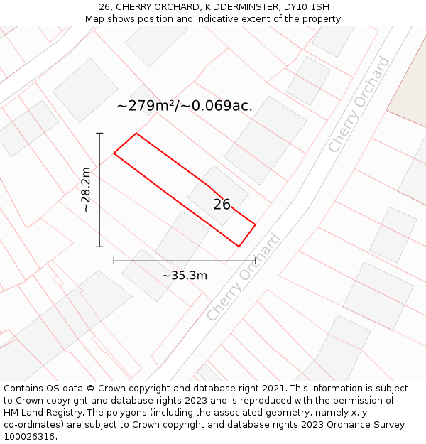 26, CHERRY ORCHARD, KIDDERMINSTER, DY10 1SH: Plot and title map