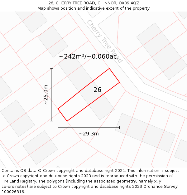 26, CHERRY TREE ROAD, CHINNOR, OX39 4QZ: Plot and title map