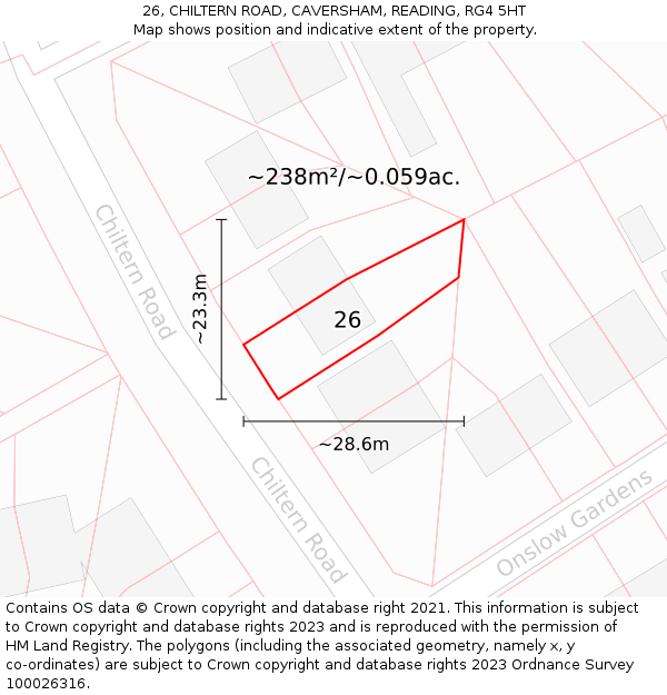 26, CHILTERN ROAD, CAVERSHAM, READING, RG4 5HT: Plot and title map