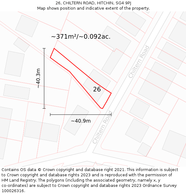 26, CHILTERN ROAD, HITCHIN, SG4 9PJ: Plot and title map