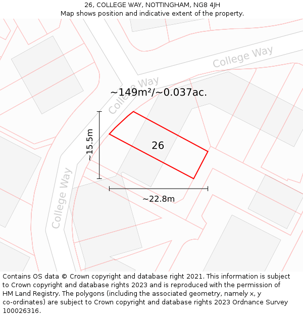 26, COLLEGE WAY, NOTTINGHAM, NG8 4JH: Plot and title map