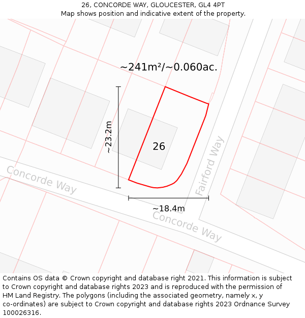 26, CONCORDE WAY, GLOUCESTER, GL4 4PT: Plot and title map
