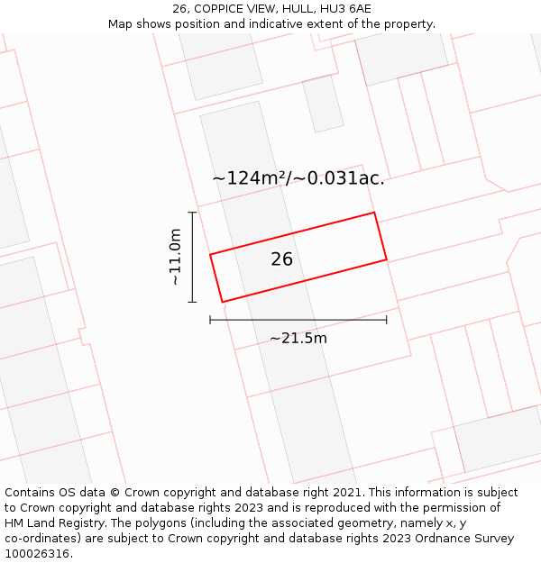 26, COPPICE VIEW, HULL, HU3 6AE: Plot and title map